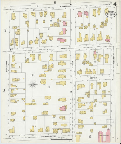 Sanborn Fire Insurance Map from Albion, Orleans County, New York (1900), Sheet #0004 - Complete Map Set gallery image, historic Sanborn map, vintage wall art, New York New York