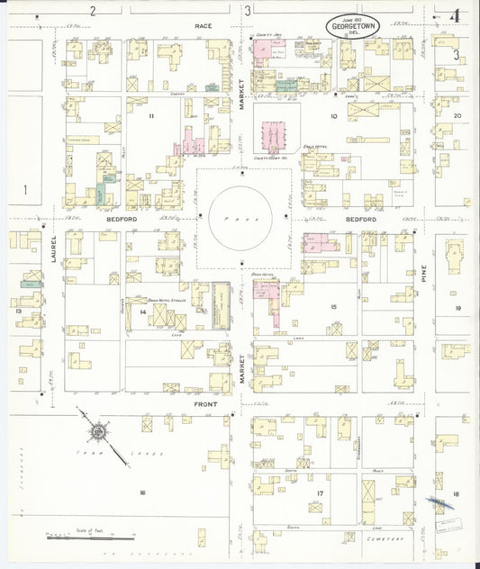 Sanborn Fire Insurance Map from Georgetown, Sussex County, Delaware (1910), Sheet #0004 - Historic Sanborn Fire Insurance Map Print, vintage old map wall art, antique decor, genealogy gift, Delaware Delaware map