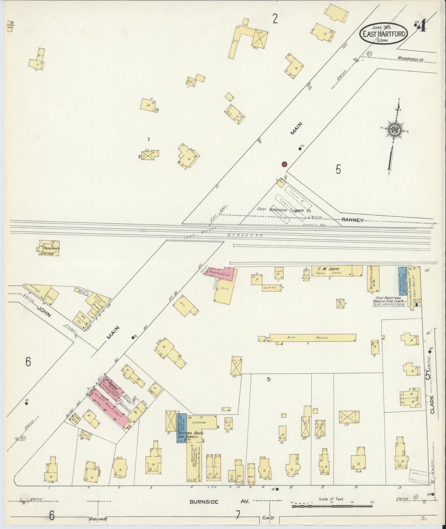 Sanborn Fire Insurance Map from East Hartford, Hartford County, Connecticut (1913), Sheet #0004 - Complete Map Set gallery image, historic Sanborn map, vintage wall art, Connecticut Connecticut