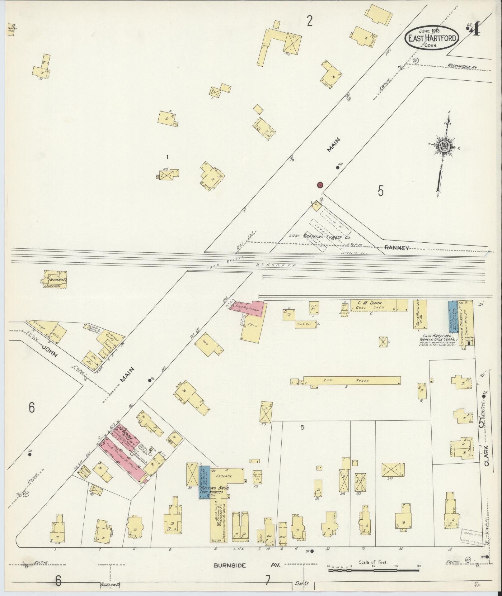 Sanborn Fire Insurance Map from East Hartford, Hartford County, Connecticut (1913), Sheet #0004 - Complete Map Set gallery image, historic Sanborn map, vintage wall art, Connecticut Connecticut