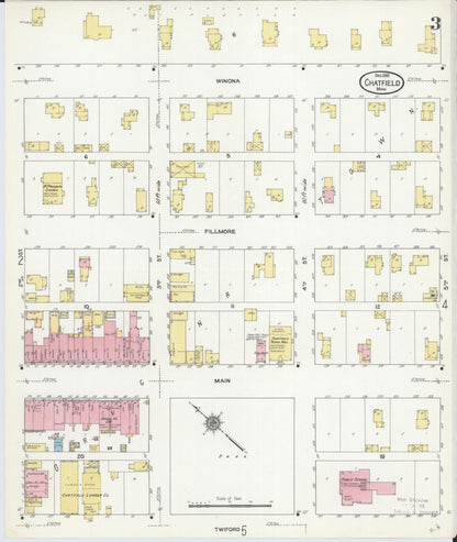 Sanborn Fire Insurance Map from Chatfield, Fillmore And Olmsted Counties, Minnesota (1910), Sheet #0003 - Complete Map Set gallery image, historic Sanborn map, vintage wall art, Minnesota Minnesota