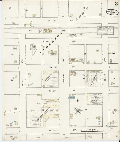 Sanborn Fire Insurance Map from Harper, Harper County, Kansas (1884), Sheet #0003 - Complete Map Set gallery image, historic Sanborn map, vintage wall art, Kansas Kansas