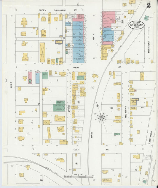 Sanborn Fire Insurance Map from Coalgate, Coal County, Oklahoma (1904), Sheet #0002 - Historic Sanborn Fire Insurance Map Print, vintage old map wall art, antique decor, genealogy gift, Oklahoma Oklahoma map