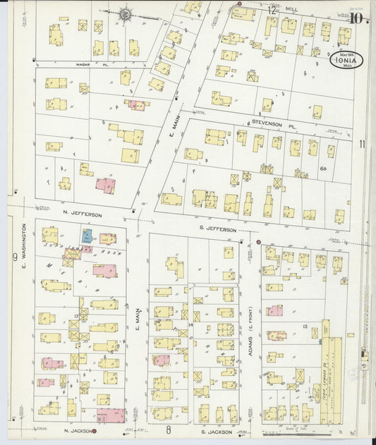 Sanborn Fire Insurance Map from Ionia, Ionia County, Michigan (1914), Sheet #0010 - Historic Sanborn Fire Insurance Map Print, vintage old map wall art, antique decor, genealogy gift, Michigan Michigan map