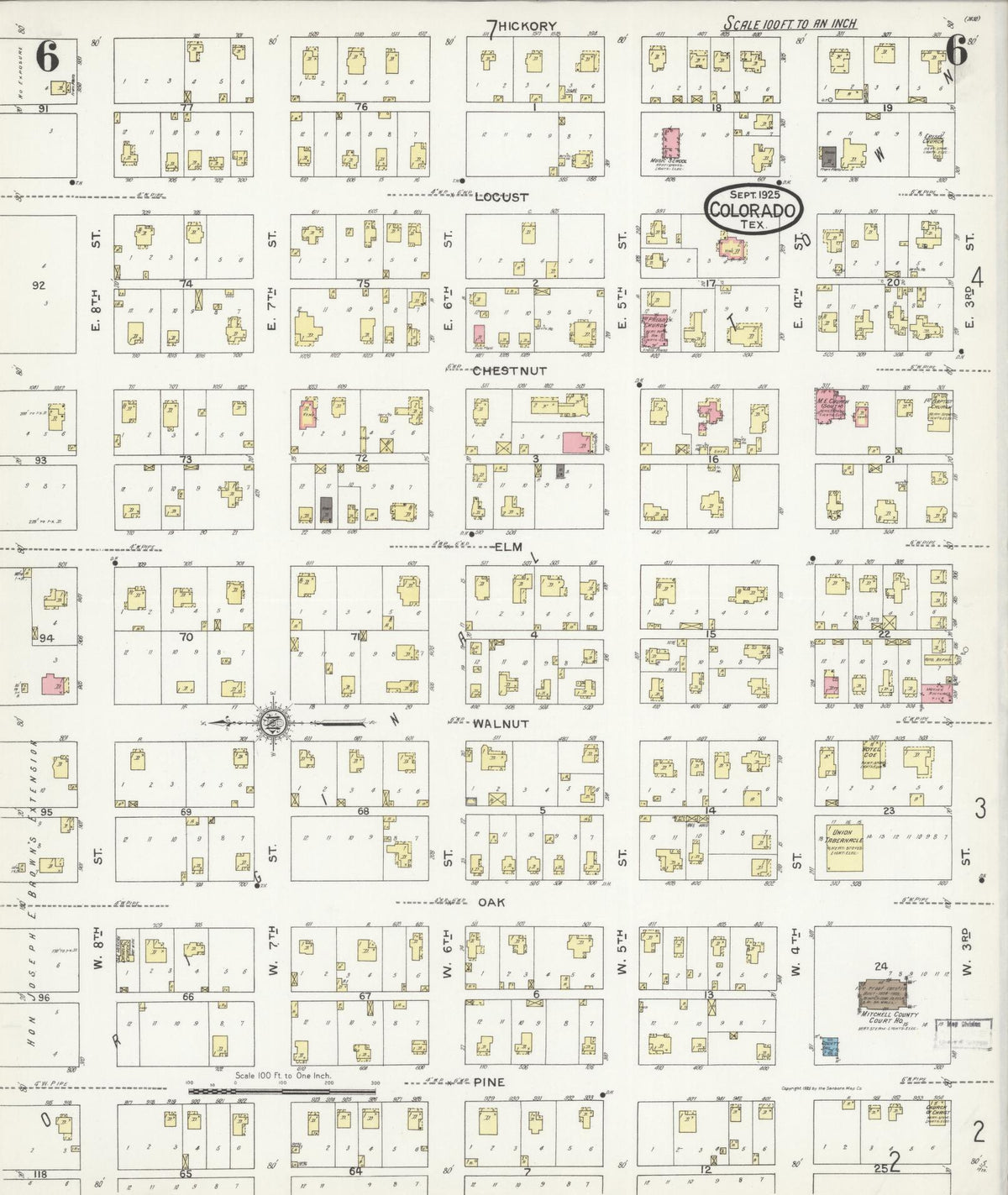 Sanborn Fire Insurance Map from Colorado, Mitchell County, Texas (1925), Sheet #0006 - Complete Map Set gallery image, historic Sanborn map, vintage wall art, Texas Texas