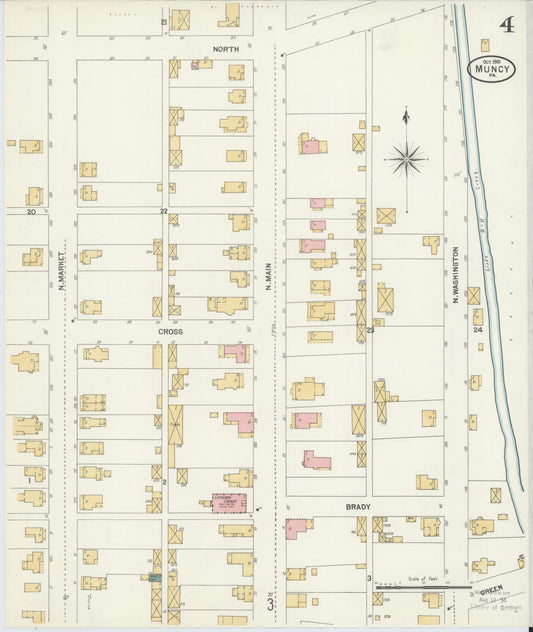 Sanborn Fire Insurance Map from Muncy, Lycoming County, Pennsylvania (1901), Sheet #0004 - Historic Sanborn Fire Insurance Map Print, vintage old map wall art, antique decor, genealogy gift, Pennsylvania Pennsylvania map