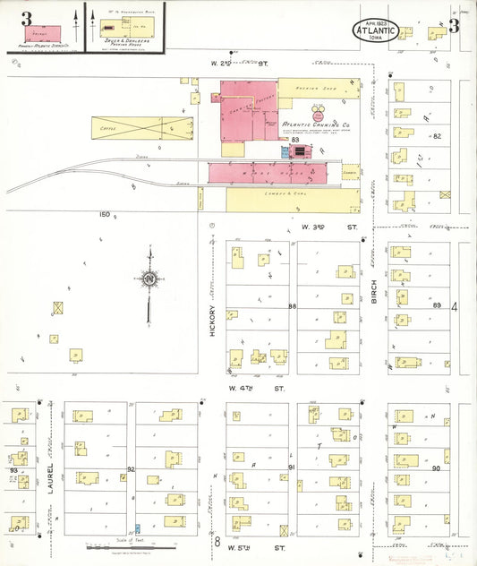 Sanborn Fire Insurance Map from Atlantic, Cass County, Iowa (1923), Sheet #0003 - Historic Sanborn Fire Insurance Map Print, vintage old map wall art