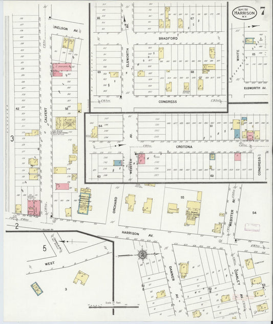 Sanborn Fire Insurance Map from Harrison, Westchester County, New York (1911), Sheet #0007 - Historic Sanborn Fire Insurance Map Print, vintage old map wall art, antique decor, genealogy gift, New York New York map