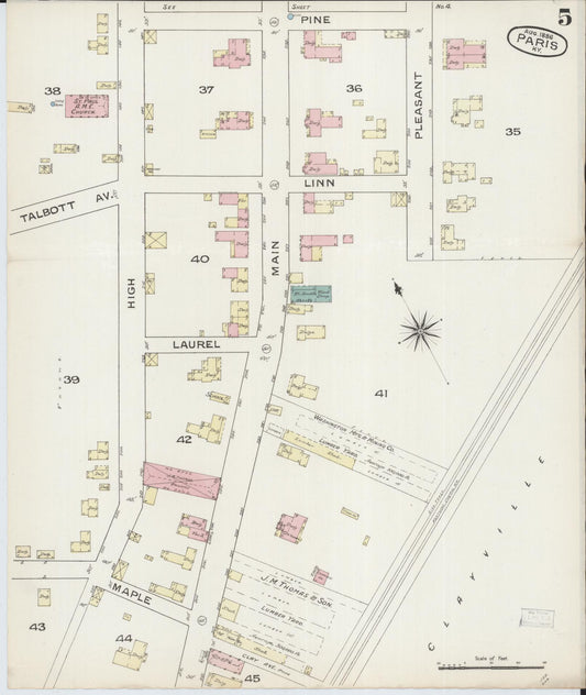 Sanborn Fire Insurance Map from Paris, Bourbon County, Kentucky (1886), Sheet #0005 - Historic Sanborn Fire Insurance Map Print, vintage old map wall art, antique decor, genealogy gift, Kentucky Kentucky map