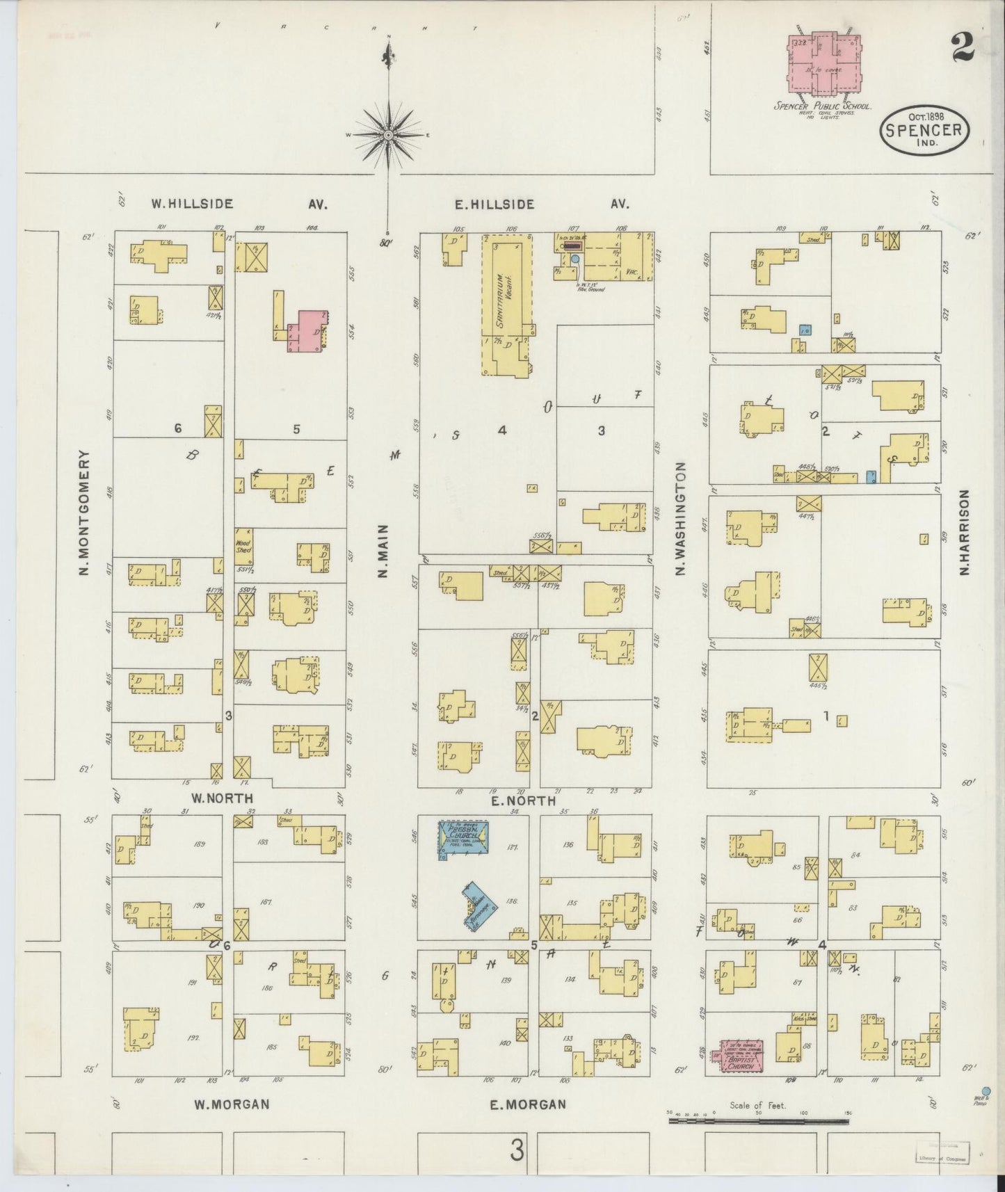 Sanborn Fire Insurance Map from Spencer, Owen County, Indiana (1898), Sheet #0002 - Complete Map Set gallery image, historic Sanborn map, vintage wall art, Indiana Indiana