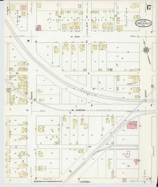 Sanborn Fire Insurance Map from Circleville, Pickaway County, Ohio (1914), Sheet #0017 - Historic Sanborn Fire Insurance Map Print, vintage old map wall art, antique decor, genealogy gift, Ohio Ohio map