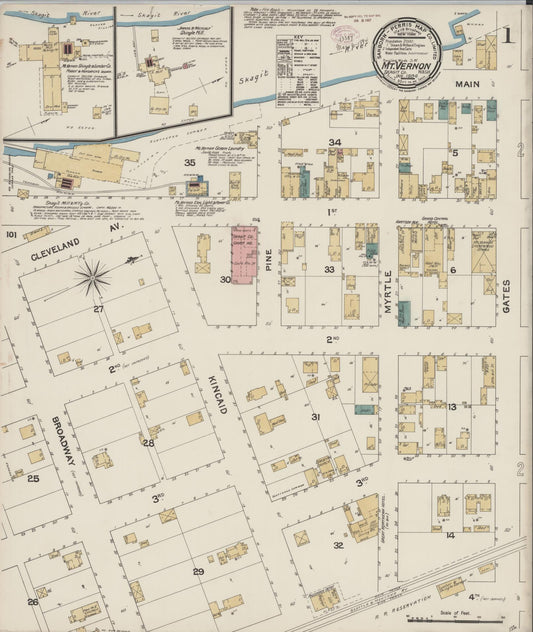 Sanborn Fire Insurance Map from Mount Vernon, Skagit County, Washington (1894), Sheet #0001 - Complete Map Set gallery image, historic Sanborn map, vintage wall art, Washington Washington