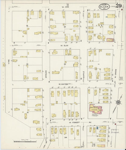 Sanborn Fire Insurance Map from Olean, Cattaraugus County, New York (1915), Sheet #0029 - Complete Map Set gallery image, historic Sanborn map, vintage wall art, New York New York
