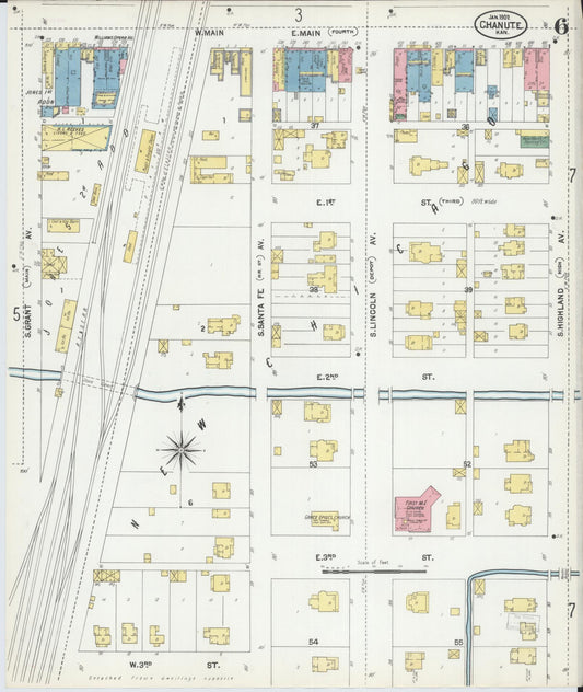 Sanborn Fire Insurance Map from Chanute, Neosho County, Kansas (1902), Sheet #0006 - Historic Sanborn Fire Insurance Map Print, vintage old map wall art, antique decor, genealogy gift, Kansas Kansas map