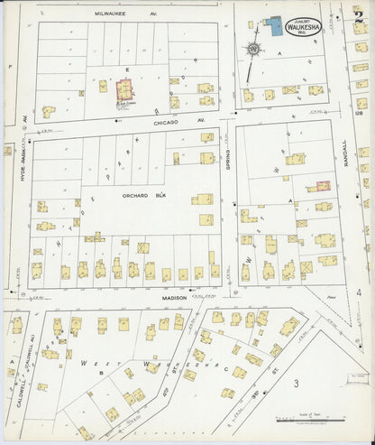 Sanborn Fire Insurance Map from Waukesha, Waukesha County, Wisconsin (1917), Sheet #0002 - Complete Map Set gallery image, historic Sanborn map, vintage wall art, Wisconsin Wisconsin