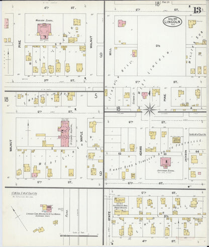 Sanborn Fire Insurance Map from Lincoln, Logan County, Illinois (1902), Sheet #0013 - Historic Sanborn Fire Insurance Map Print, vintage old map wall art, antique decor, genealogy gift, Illinois Illinois map