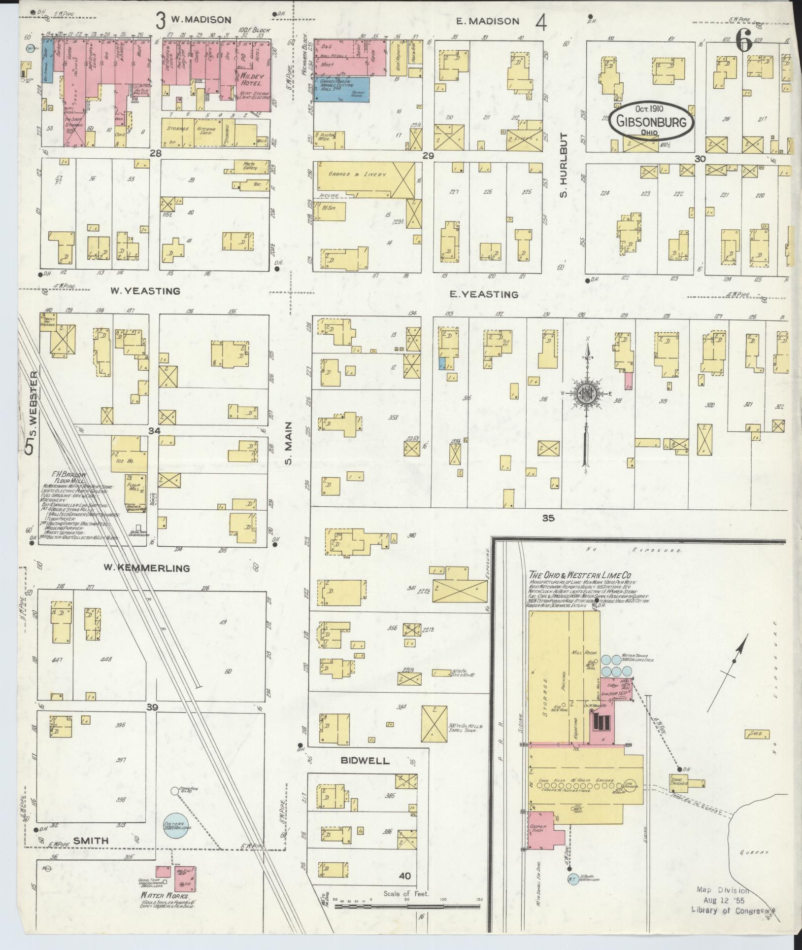 Sanborn Fire Insurance Map from Gibsonburg, Sandusky County, Ohio (1910), Sheet #0006 - Complete Map Set gallery image, historic Sanborn map, vintage wall art, Ohio Ohio