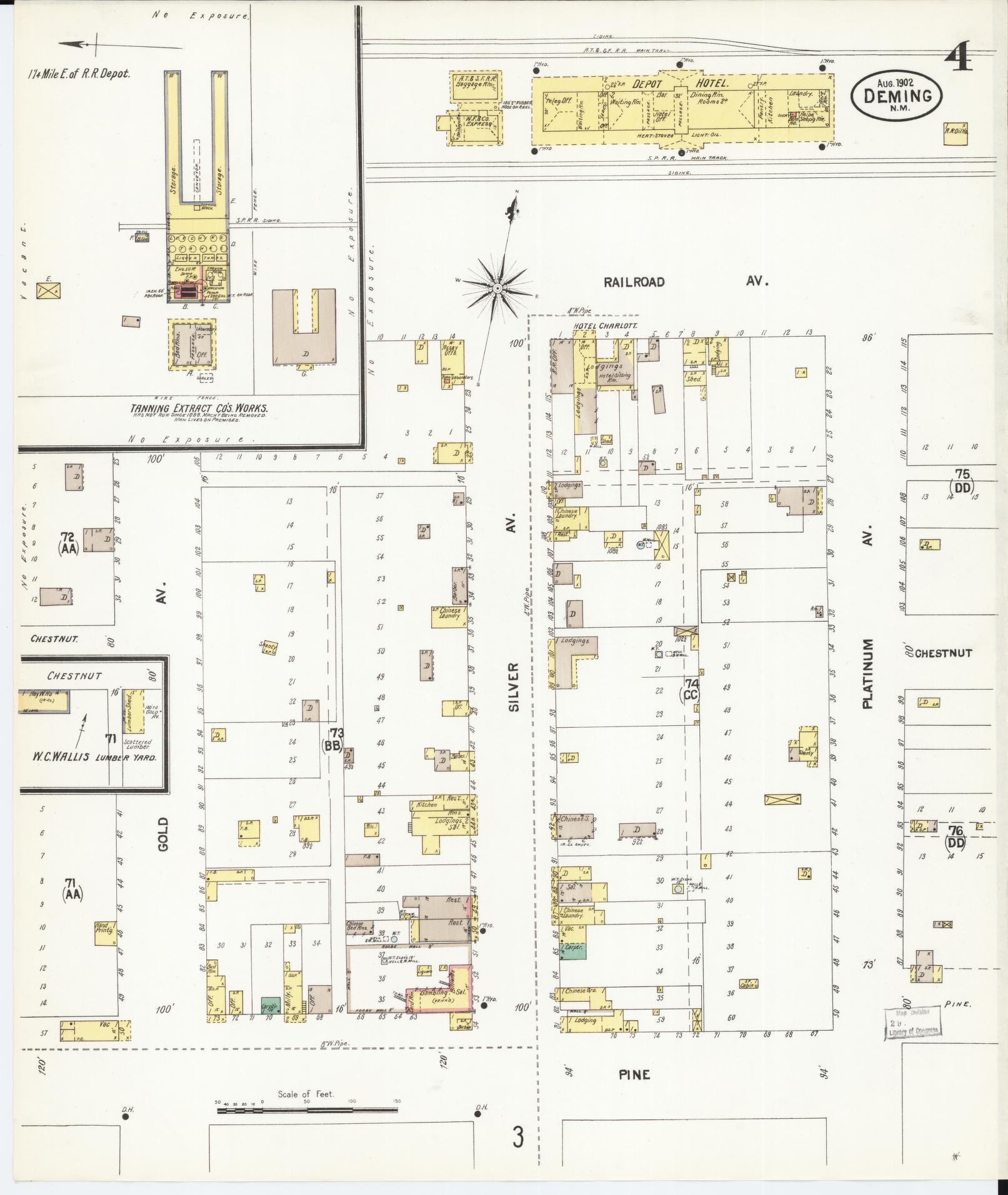 Sanborn Fire Insurance Map from Deming, Luna County, New Mexico (1902), Sheet #0004 - Complete Map Set gallery image, historic Sanborn map, vintage wall art, New Mexico New Mexico
