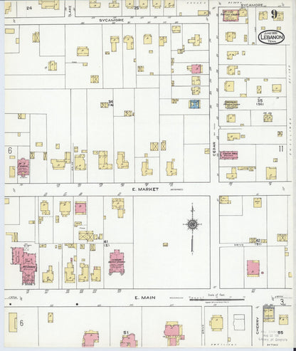 Sanborn Fire Insurance Map from Lebanon, Wilson County, Tennessee (1920), Sheet #0009 - Complete Map Set gallery image, historic Sanborn map, vintage wall art, Tennessee Tennessee