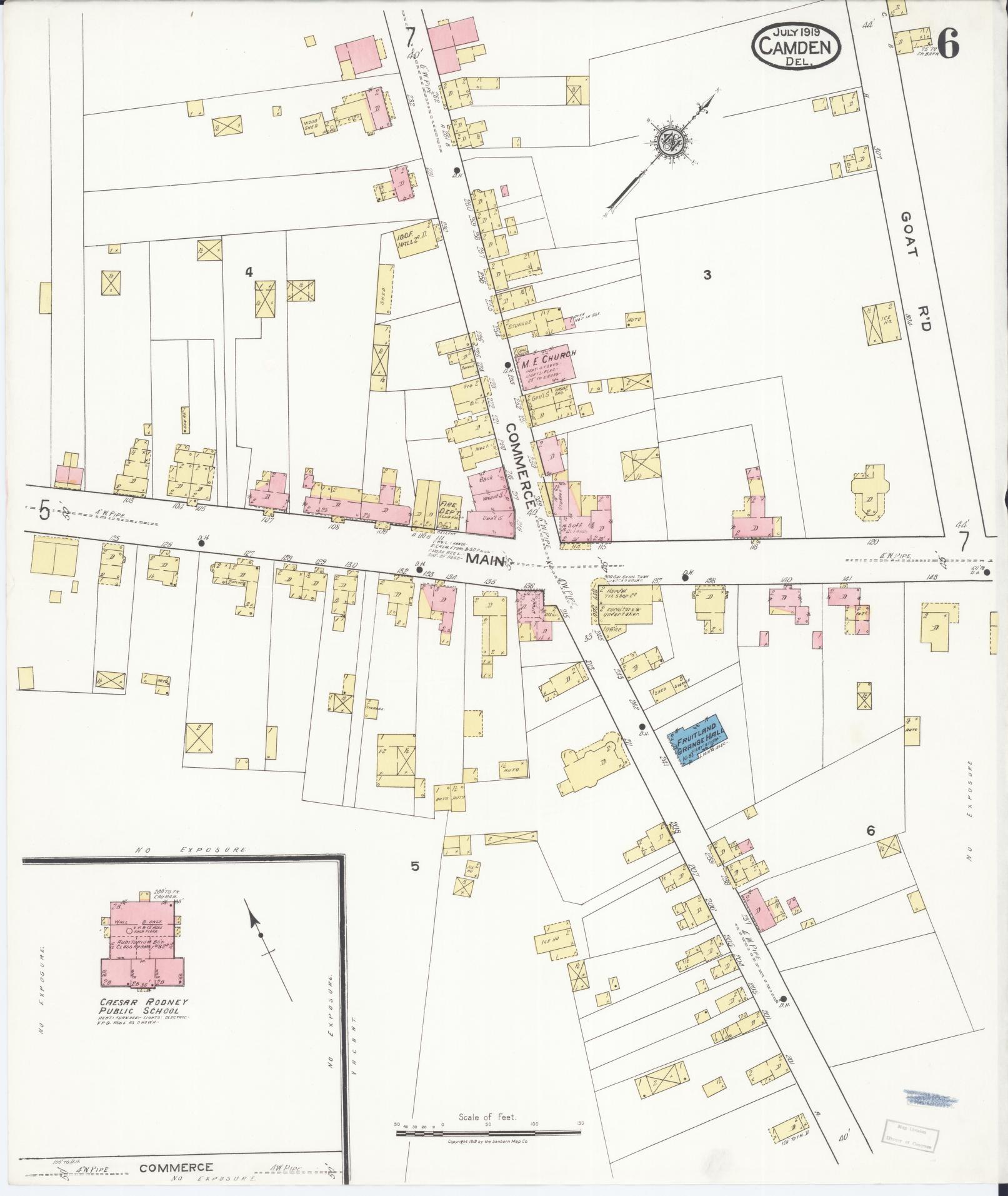 Sanborn Fire Insurance Map from Camden, Kent County, Delaware (1919), Sheet #0006 - Complete Map Set gallery image, historic Sanborn map, vintage wall art, Wyoming Wyoming