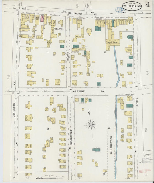 Sanborn Fire Insurance Map from White Plains, Westchester County, New York (1894), Sheet #0004 - Historic Sanborn Fire Insurance Map Print, vintage old map wall art, antique decor, genealogy gift, New York New York map