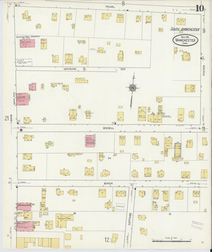 Sanborn Fire Insurance Map from Manchester, Hartford County, Connecticut (1911), Sheet #0010 - Complete Map Set gallery image, historic Sanborn map, vintage wall art, Connecticut Connecticut