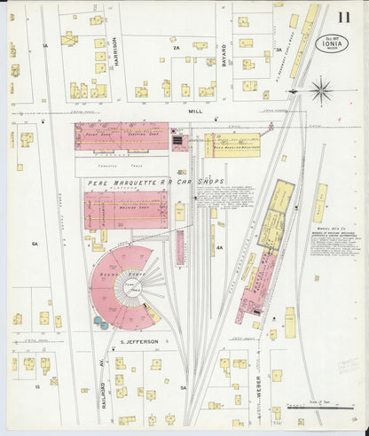 Sanborn Fire Insurance Map from Ionia, Ionia County, Michigan (1907), Sheet #0011 - Historic Sanborn Fire Insurance Map Print, vintage old map wall art, antique decor, genealogy gift, Michigan Michigan map