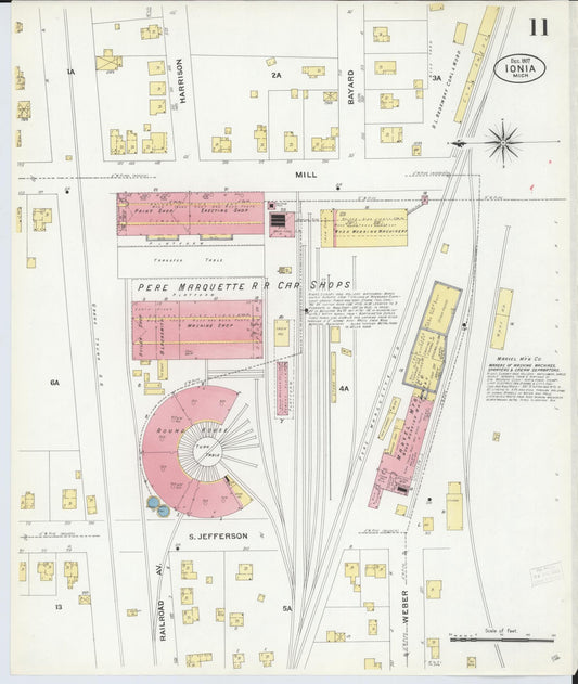 Sanborn Fire Insurance Map from Ionia, Ionia County, Michigan (1907), Sheet #0011 - Historic Sanborn Fire Insurance Map Print, vintage old map wall art, antique decor, genealogy gift, Michigan Michigan map