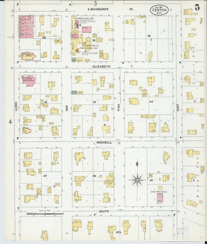 Sanborn Fire Insurance Map from Fenton, Genesee County, Michigan (1901), Sheet #0005 - Complete Map Set gallery image, historic Sanborn map, vintage wall art, Michigan Michigan