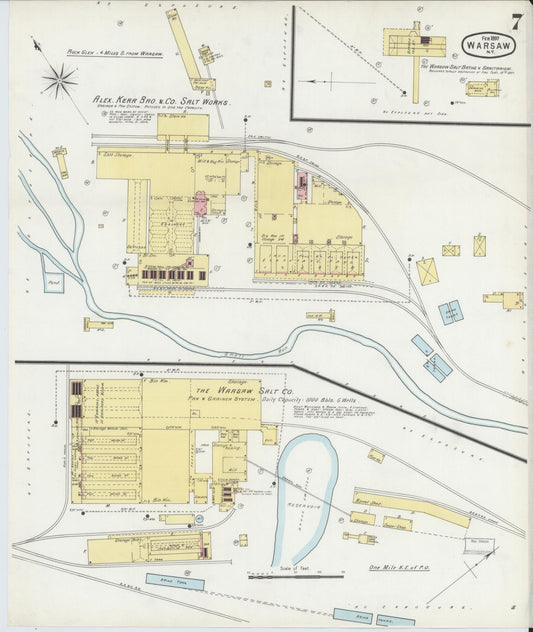 Sanborn Fire Insurance Map from Warsaw, Wyoming County, New York (1897), Sheet #0007 - Historic Sanborn Fire Insurance Map Print, vintage old map wall art, antique decor, genealogy gift, Warsaw Wyoming map