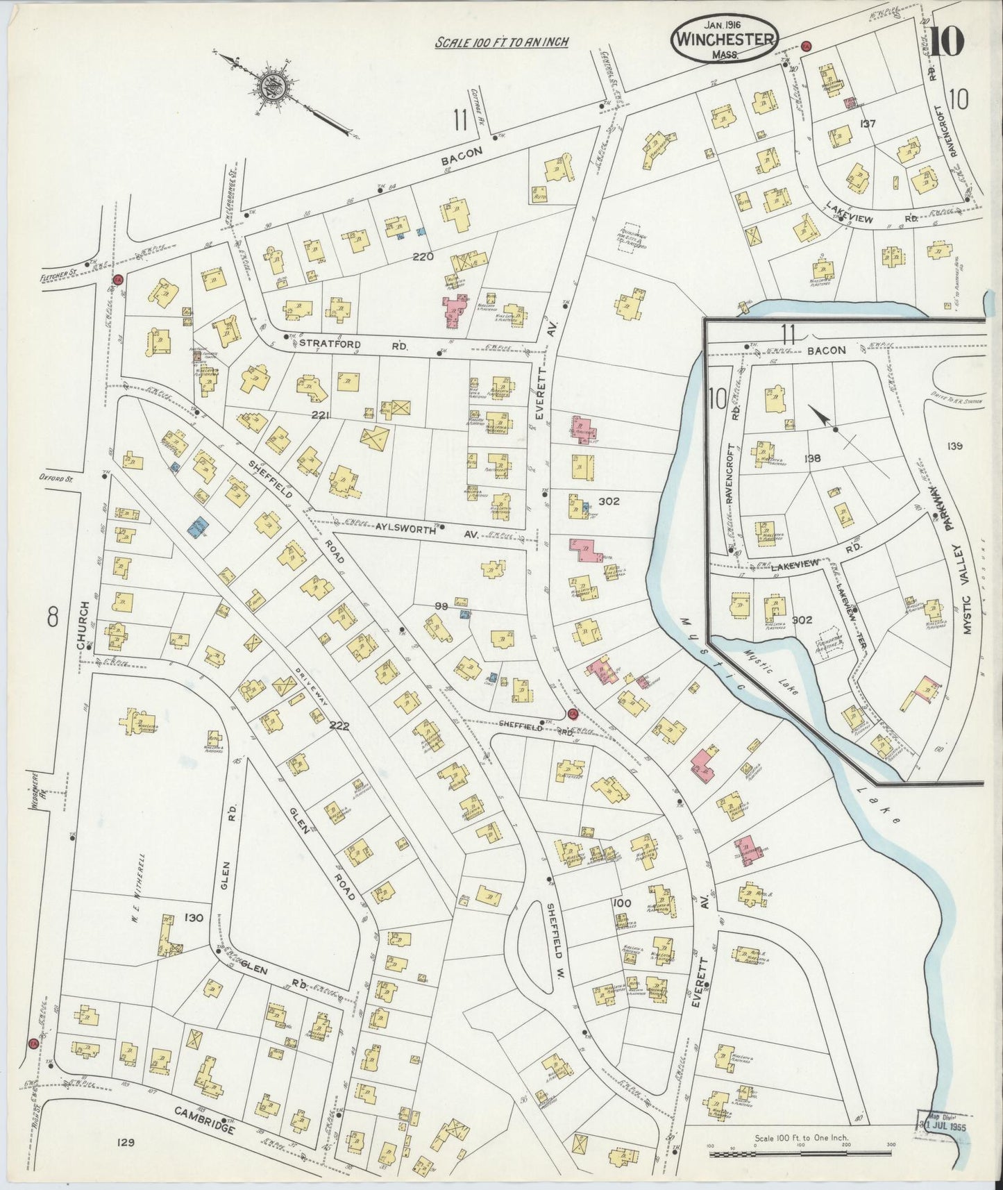 Sanborn Fire Insurance Map from Winchester, Middlesex County, Massachusetts (1916), Sheet #0010 - Complete Map Set gallery image, historic Sanborn map, vintage wall art, Massachusetts Massachusetts