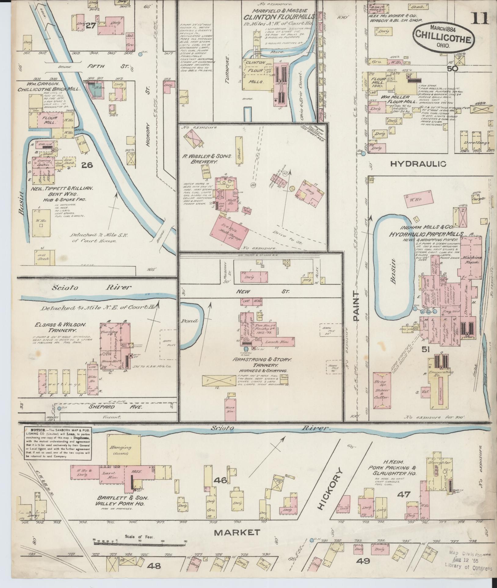 Sanborn Fire Insurance Map from Chillicothe, Ross County, Ohio (1884), Sheet #0011 - Complete Map Set gallery image, historic Sanborn map, vintage wall art, Ohio Ohio