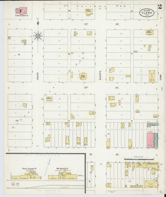 Sanborn Fire Insurance Map from Clark, Clark County, South Dakota (1898), Sheet #0002 - Historic Sanborn Fire Insurance Map Print, vintage old map wall art, antique decor, genealogy gift, South Dakota South Dakota map