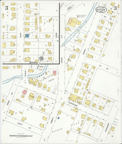 Sanborn Fire Insurance Map from Butler, Richland County, Ohio (1926), Sheet #0003 - Complete Map Set gallery image, historic Sanborn map, vintage wall art, Ohio Ohio