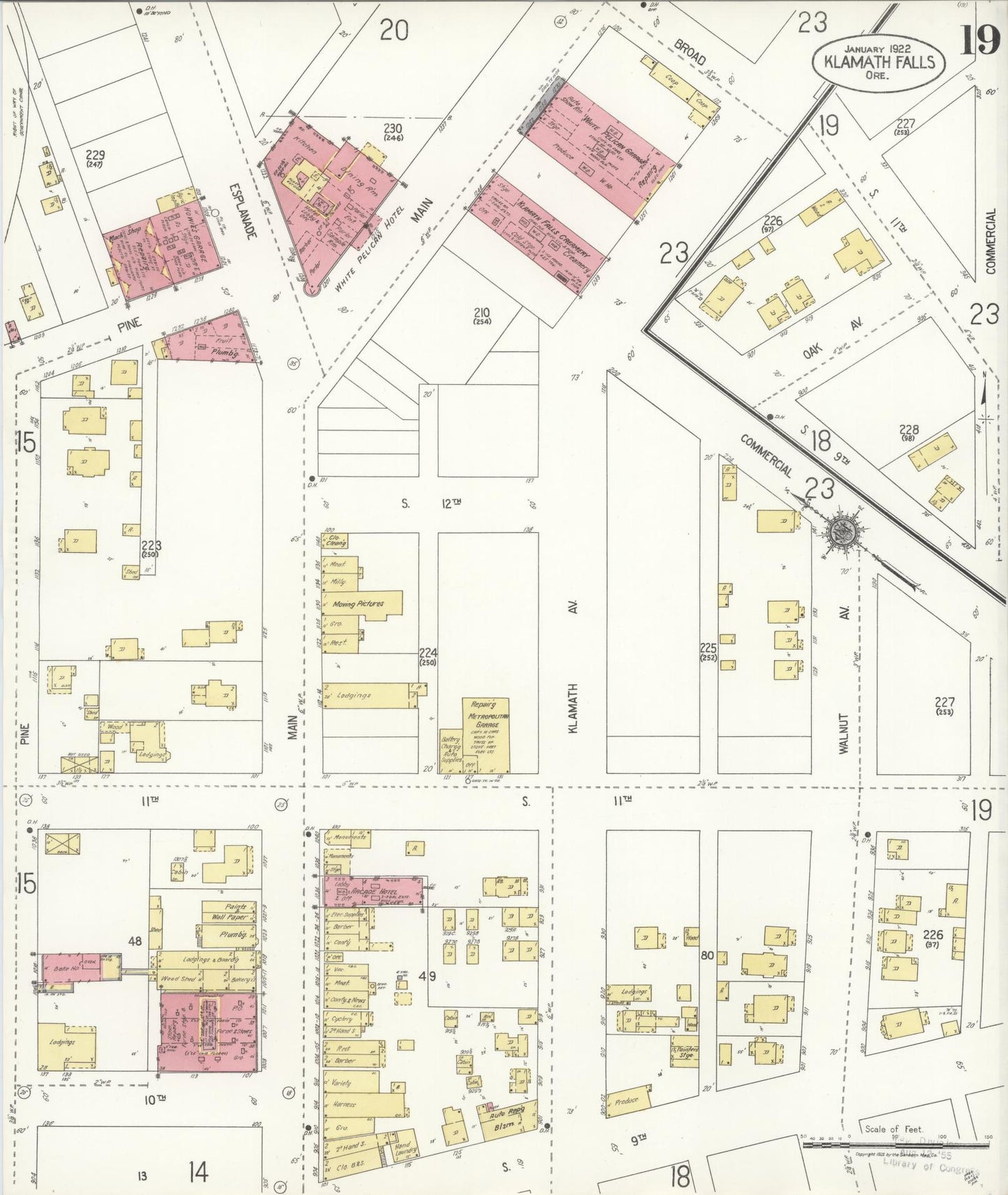 Sanborn Fire Insurance Map from Klamath Falls, Klamath County, Oregon (1921), Sheet #0019 - Complete Map Set gallery image, historic Sanborn map, vintage wall art, Oregon Oregon
