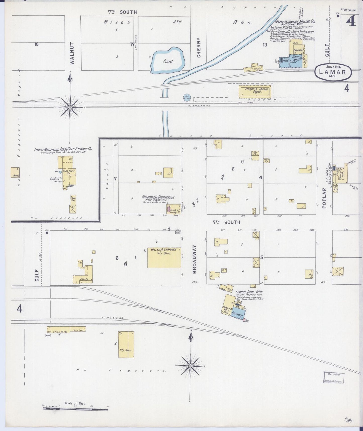 Sanborn Fire Insurance Map from Lamar, Barton County, Missouri (1896), Sheet #0004 - Complete Map Set gallery image, historic Sanborn map, vintage wall art, Missouri Missouri
