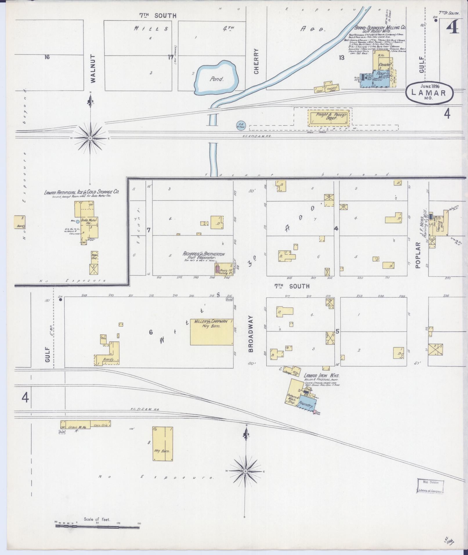 Sanborn Fire Insurance Map from Lamar, Barton County, Missouri (1896), Sheet #0004 - Complete Map Set gallery image, historic Sanborn map, vintage wall art, Missouri Missouri