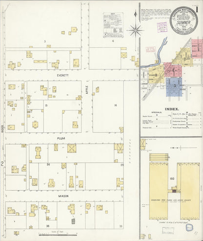 Sanborn Fire Insurance Map from Sumner, Pierce County, Washington (1908), Sheet #0001 - Complete Map Set gallery image, historic Sanborn map, vintage wall art, Washington Washington