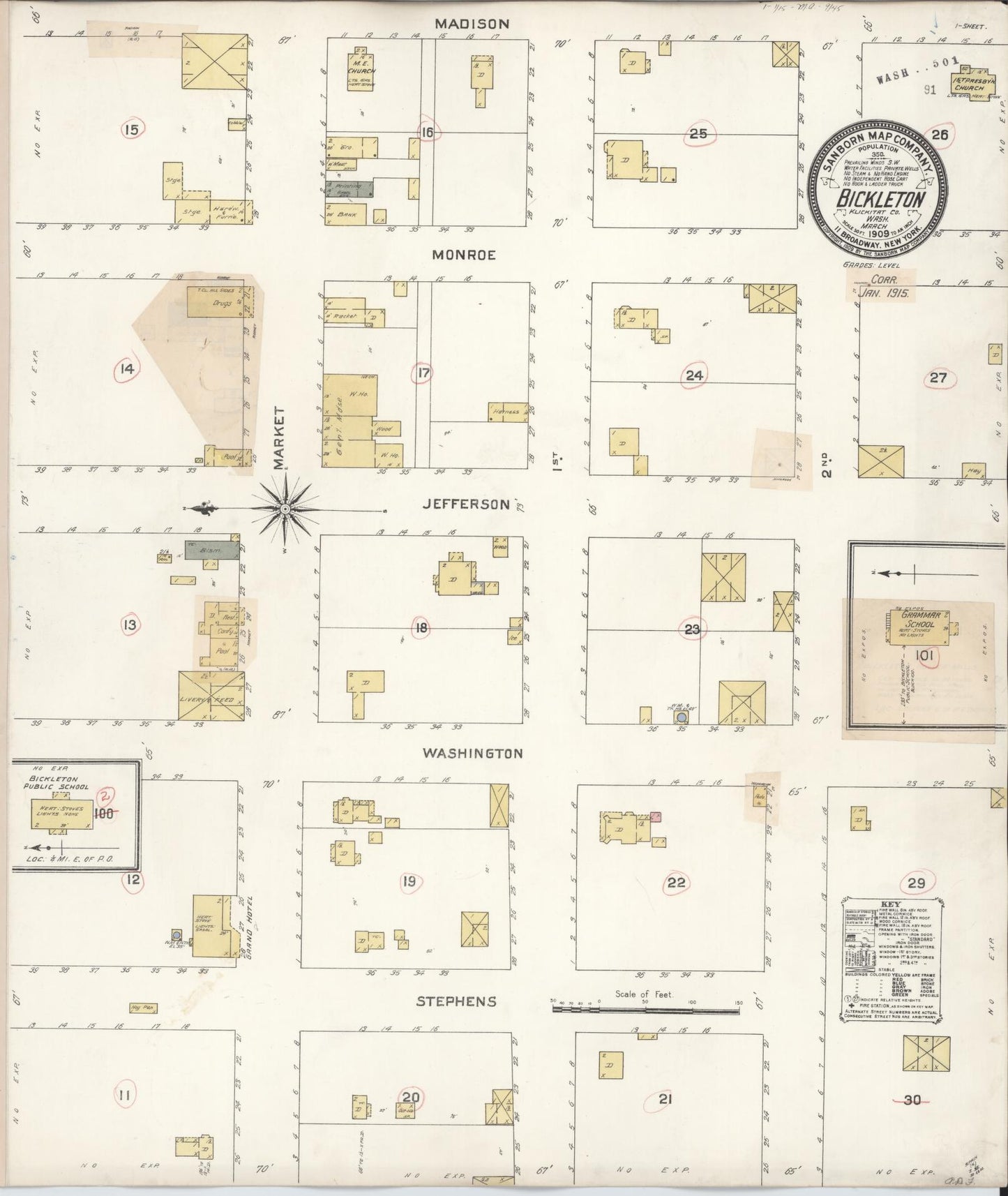 Sanborn Fire Insurance Map from Bickleton, Klickitat County, Washington. (1915) – Historic Sanborn Fire Insurance Map Print