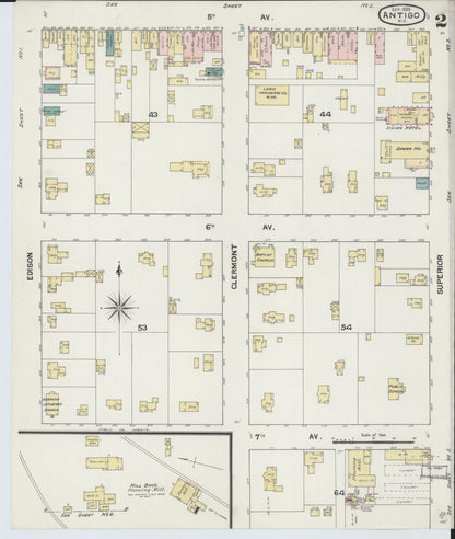 Sanborn Fire Insurance Map from Antigo, Langlade County, Wisconsin (1889), Sheet #0002 - Complete Map Set gallery image, historic Sanborn map, vintage wall art, Wisconsin Wisconsin