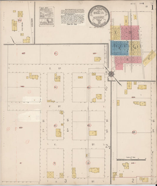 Sanborn Fire Insurance Map from Hubbard, Marion County, Oregon (1928), Sheet #0001 - Complete Map Set gallery image, historic Sanborn map, vintage wall art, Oregon Oregon