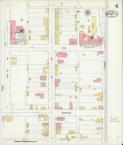 Sanborn Fire Insurance Map from Marietta, Lancaster County, Pennsylvania (1904), Sheet #0004 - Historic Sanborn Fire Insurance Map Print, vintage old map wall art, antique decor, genealogy gift, Pennsylvania Pennsylvania map
