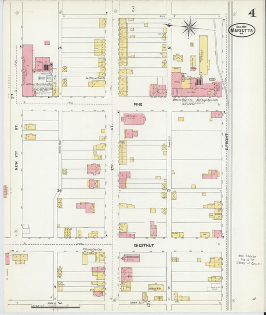 Sanborn Fire Insurance Map from Marietta, Lancaster County, Pennsylvania (1904), Sheet #0004 - Historic Sanborn Fire Insurance Map Print, vintage old map wall art, antique decor, genealogy gift, Pennsylvania Pennsylvania map