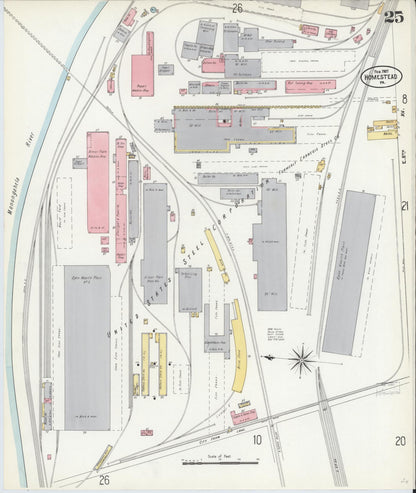 Sanborn Fire Insurance Map from Homestead, Allegheny County, Pennsylvania (1907), Sheet #0025 - Complete Map Set gallery image, historic Sanborn map, vintage wall art, Pennsylvania Pennsylvania