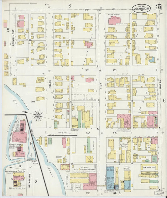 Sanborn Fire Insurance Map from Logansport, Cass County, Indiana (1898), Sheet #0005 - Historic Sanborn Fire Insurance Map Print, vintage old map wall art, antique decor, genealogy gift, Indiana Indiana map