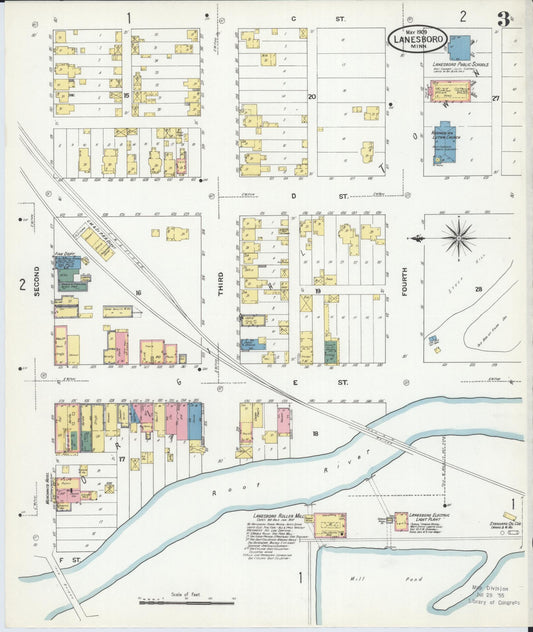 Sanborn Fire Insurance Map from Lanesboro, Fillmore County, Minnesota (1909), Sheet #0003 - Historic Sanborn Fire Insurance Map Print, vintage old map wall art, antique decor, genealogy gift, Minnesota Minnesota map