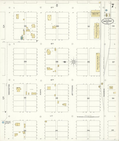 Sanborn Fire Insurance Map from Davenport, Lincoln County, Washington (1902), Sheet #0007 - Complete Map Set gallery image, historic Sanborn map, vintage wall art, Washington Washington