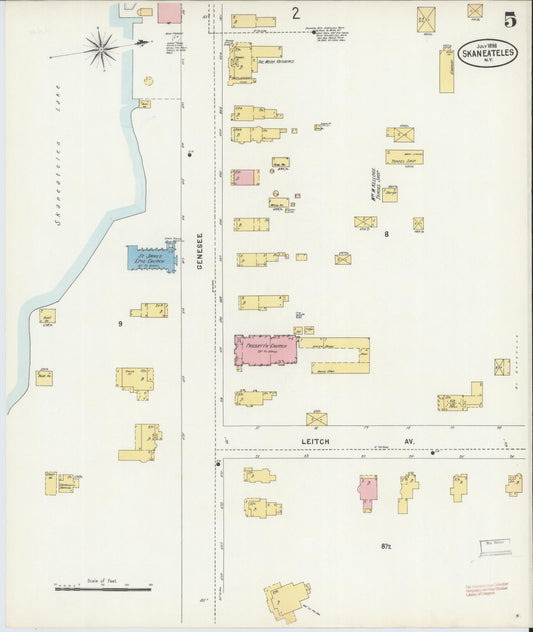 Sanborn Fire Insurance Map from Skaneateles, Onondaga County, New York (1898), Sheet #0005 - Historic Sanborn Fire Insurance Map Print, vintage old map wall art, antique decor, genealogy gift, New York New York map