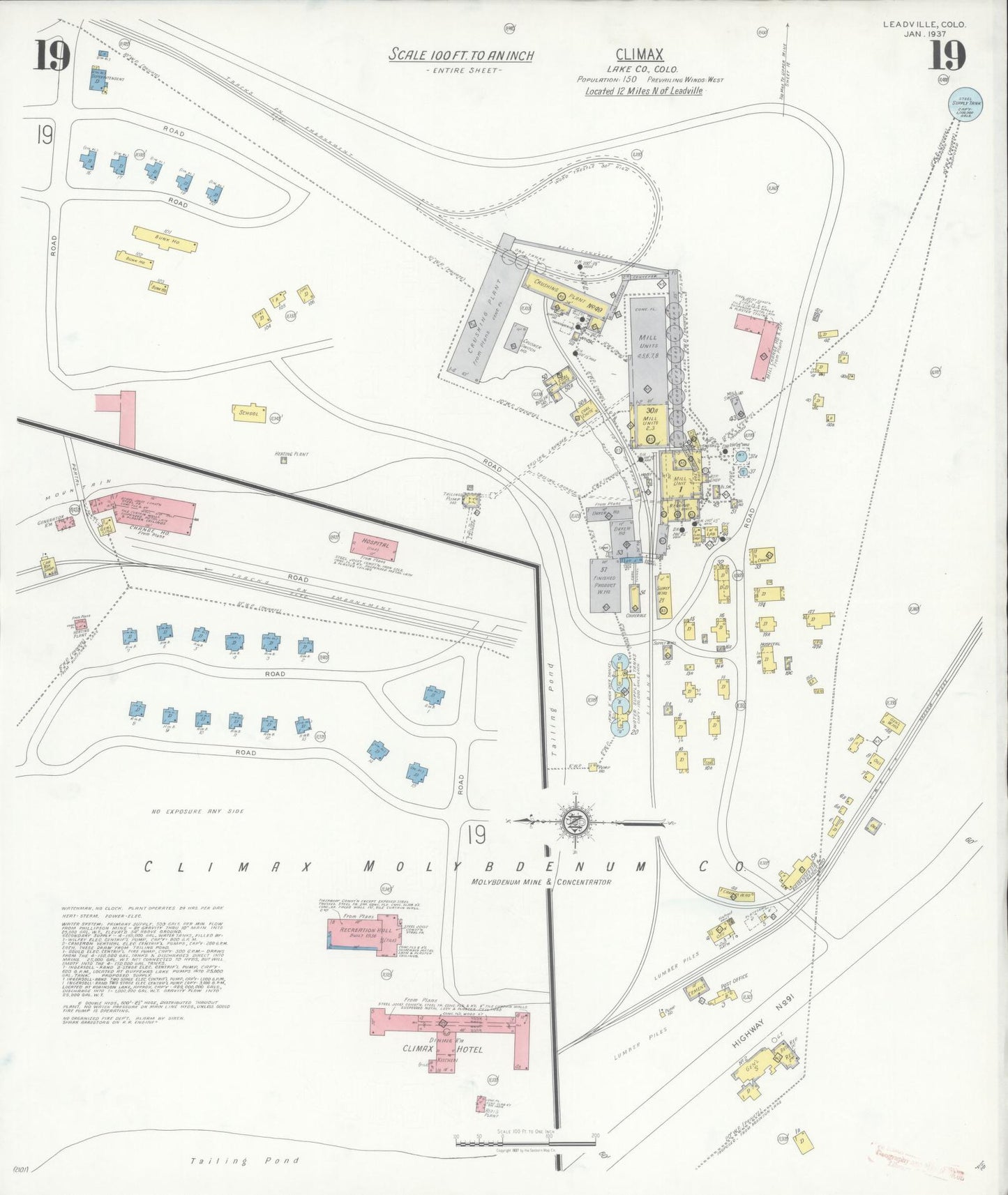 Sanborn Fire Insurance Map from Leadville, Lake County, Colorado (1937), Sheet #0019 - Historic Sanborn Fire Insurance Map Print, vintage old map wall art, antique decor, genealogy gift, Colorado Colorado map