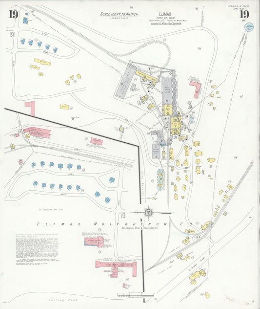 Sanborn Fire Insurance Map from Leadville, Lake County, Colorado (1937), Sheet #0019 - Historic Sanborn Fire Insurance Map Print, vintage old map wall art, antique decor, genealogy gift, Colorado Colorado map